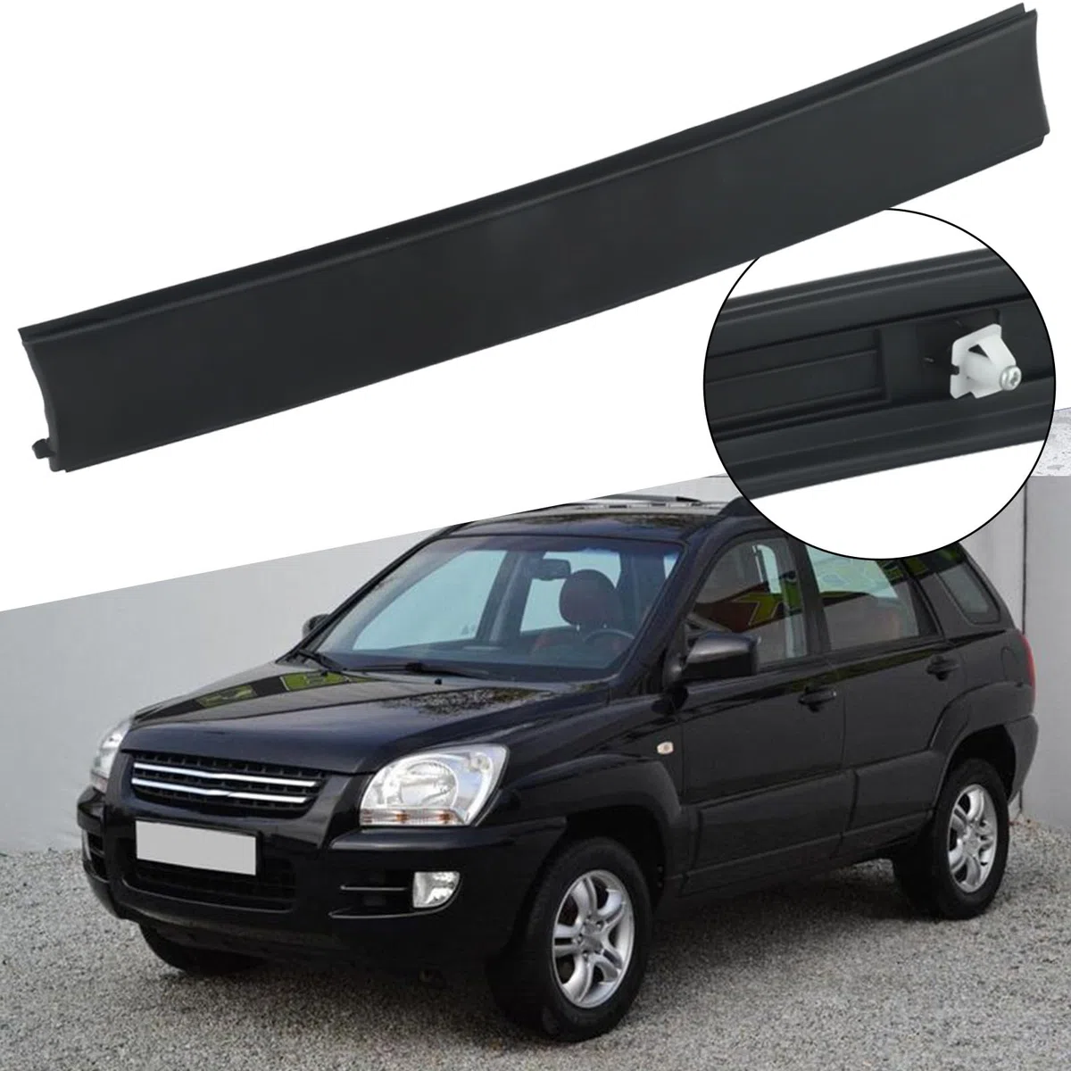 Lecreatekit Conjunto de moldura de techo delantero izquierdo para Kia Sportage 2005-2010, pieza de repuesto de plástico negro OEM 87210-1F001