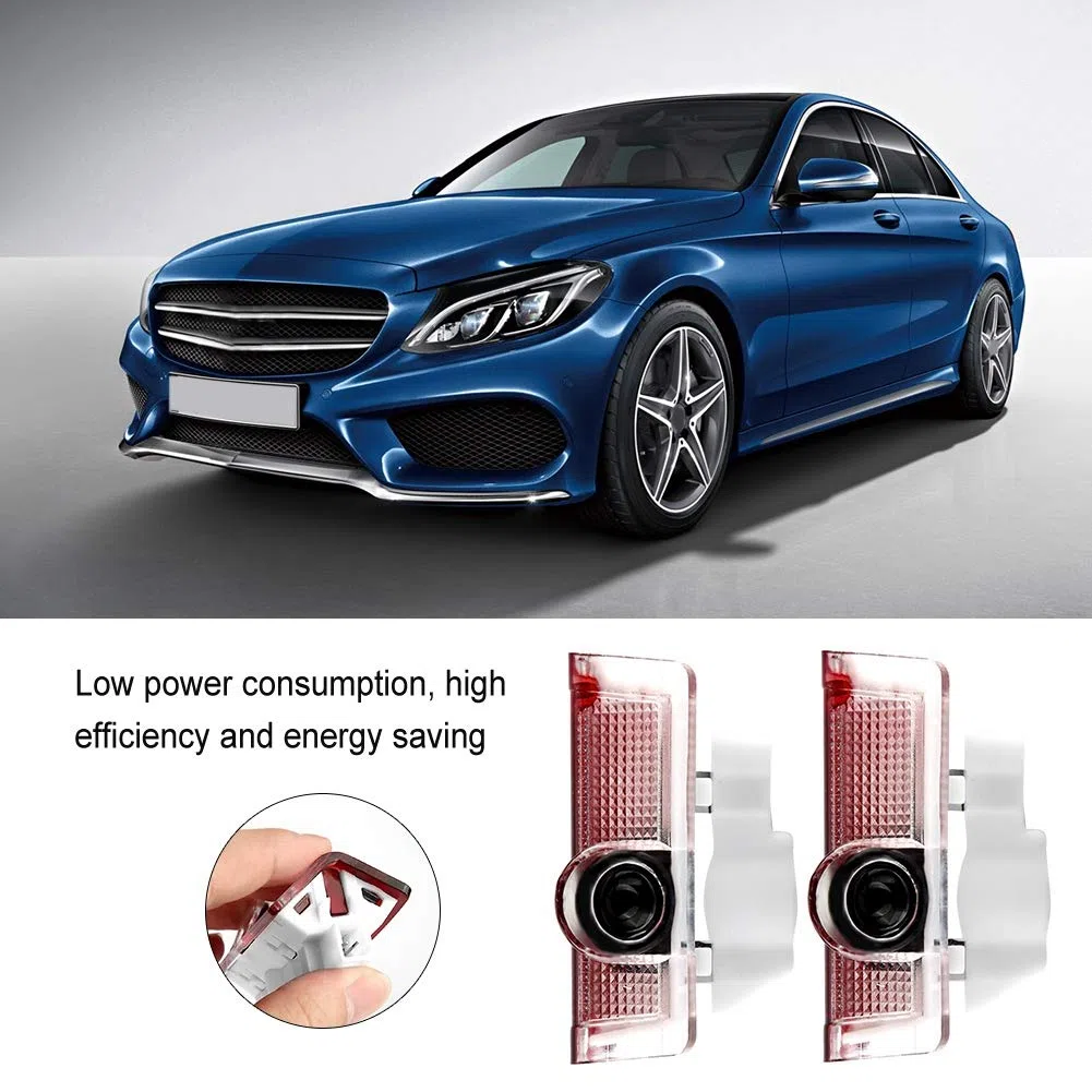 Proyector Luz LED Cortesía Puerta Coche, Luz Bienvenida Logo Puerta, Juego 2 Luces Compatible With Mercedes Benz, Luz Led Puerta Coche, Proyector Luz Puerta