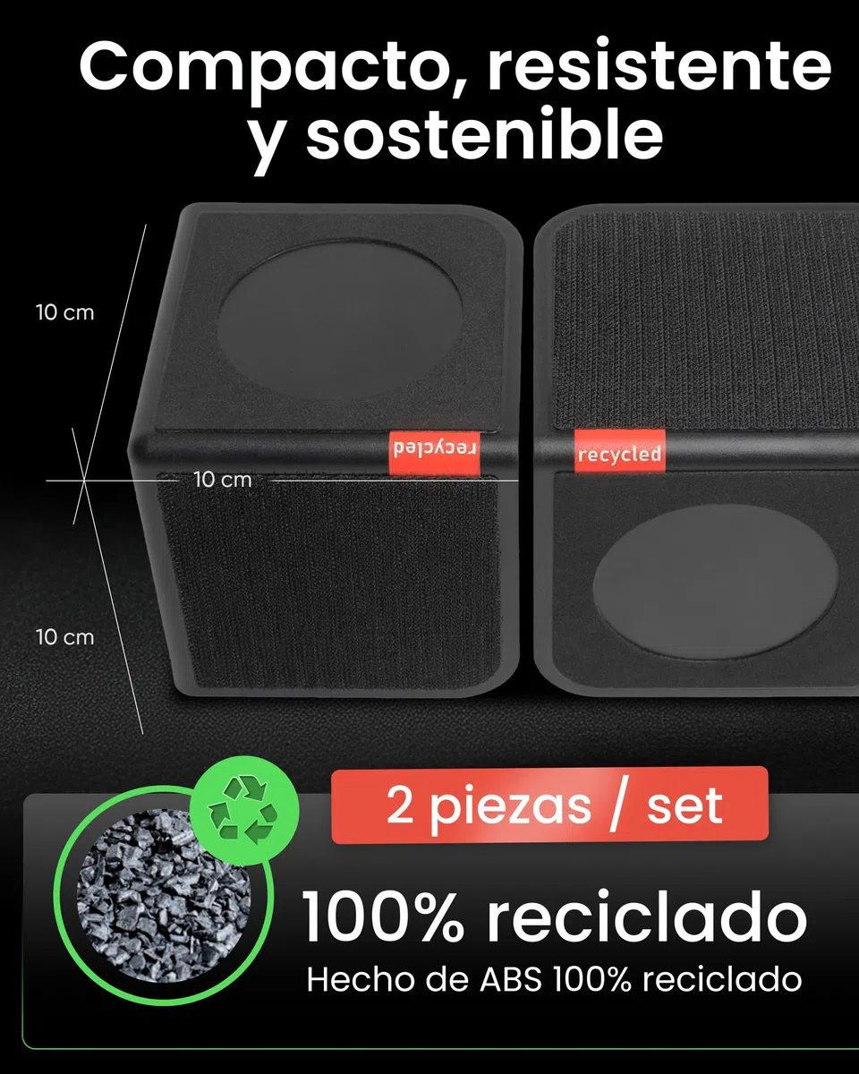 rati NOOK - Fijación de equipaje para el maletero I con velcro y almohadillas antideslizantes I Ayudante de ordenación I Ayuda de carga I Organizador I 2 pz – Negro reciclado