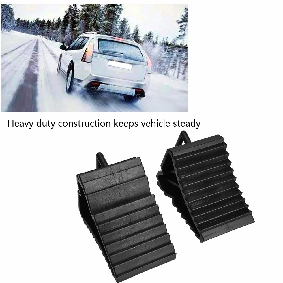 Juego de 2 Calzos Antideslizantes de Plástico ABS 15.5x9x10cm – Cuñas de Alineación para Ruedas de Coche, Caravana, Autocaravana y Camión