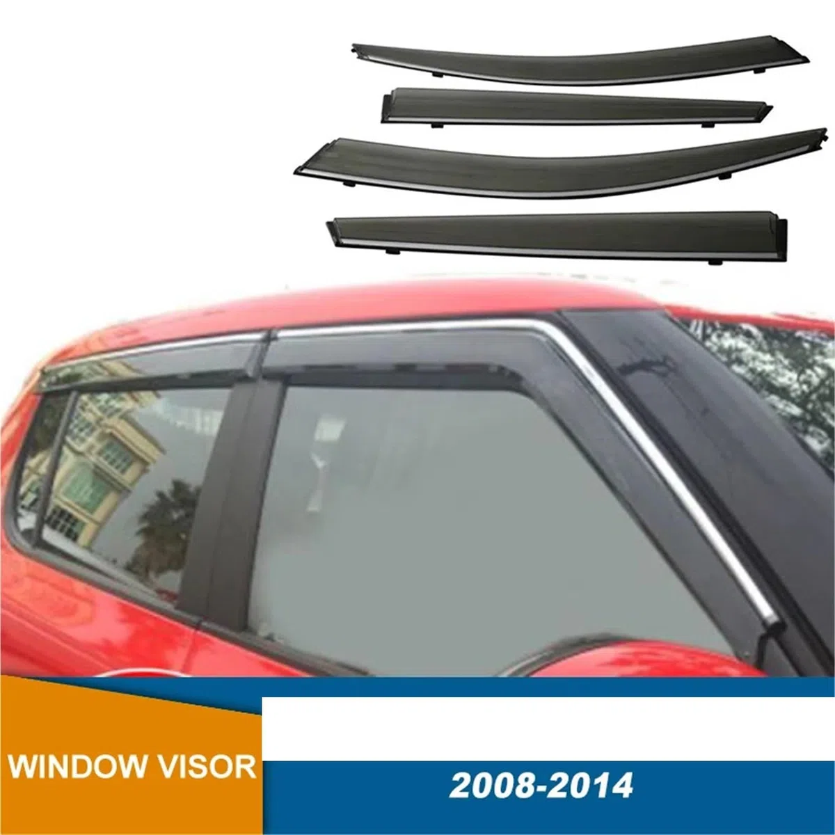 Deflector Viento ventanilla Deflectores De Ventana Lateral para Fabia Mk2 5J para MG 2008 2009 2010 2011 2012 2013 2014, Parasol Lluvia Y Sol, Deflector Protección(Chrome Strip)