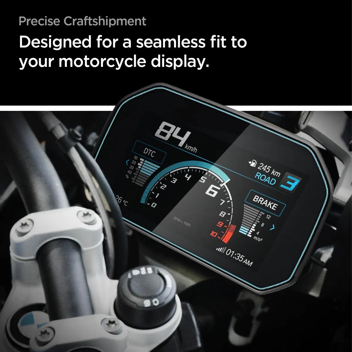 Spigen Glas.tR Slim Protector Pantalla para BMW Motorrad 6.5” TFT Display Screen, R1250GS (2025-2018), 1 Unidad, Crystal Clear, 9H Dureza, Accesorios moto