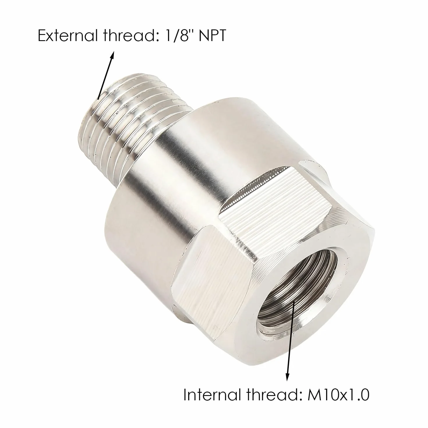 Tissting Adaptador de Medidor de Presión de Aceite, 1/8 Pulgadas NPT Macho M10x1.0 Hembra, Adaptador de Sensor de Presión de Aceite de Acero Inoxidable para Manómetro de Aire de Aceite de Agua
