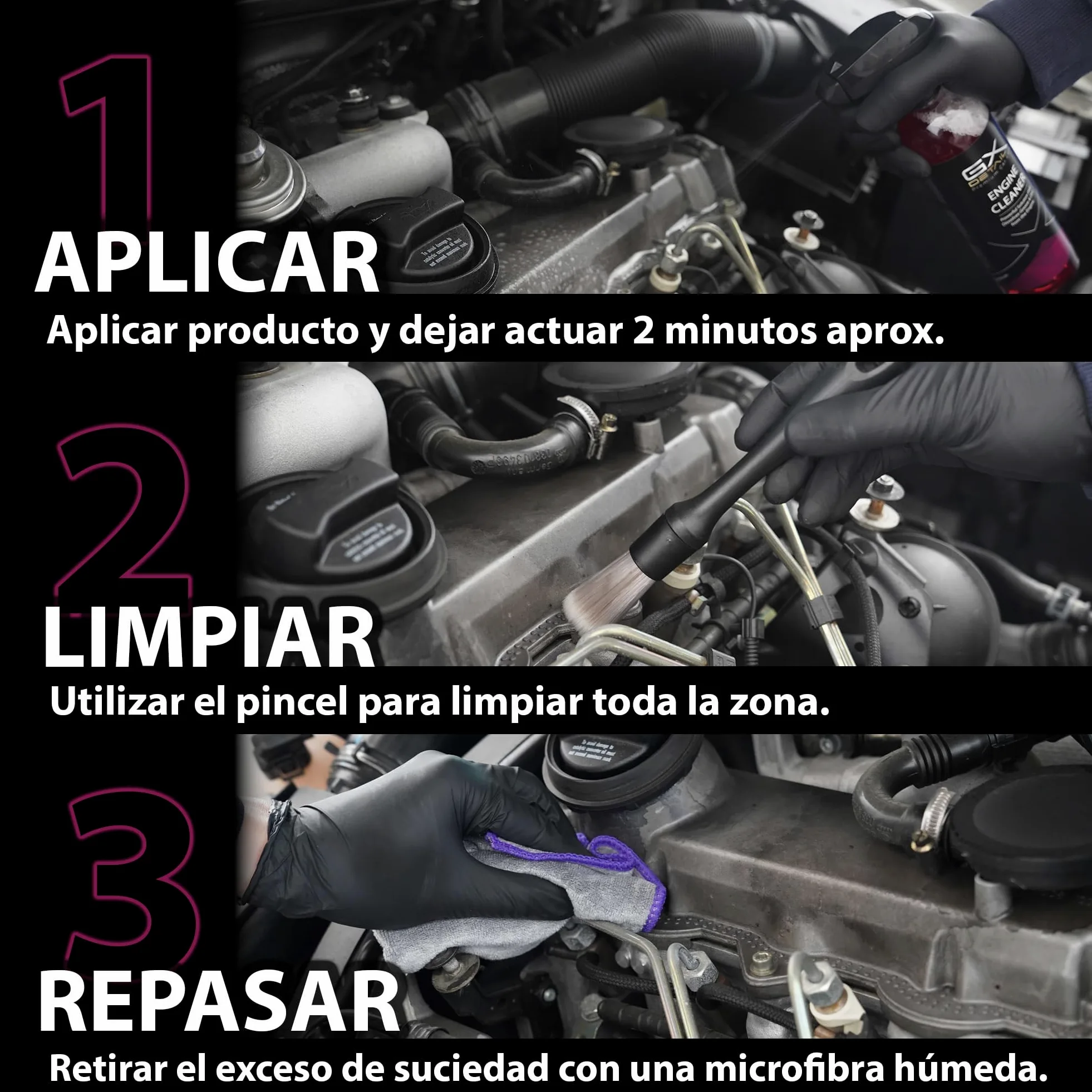 GxDetail Limpia Motores Premium para Coche 1 Litro – Desengrasante Potente y Seguro – Elimina Grasa, Aceite y Suciedad – Protección y Brillo Profesional – Fácil Aplicación.