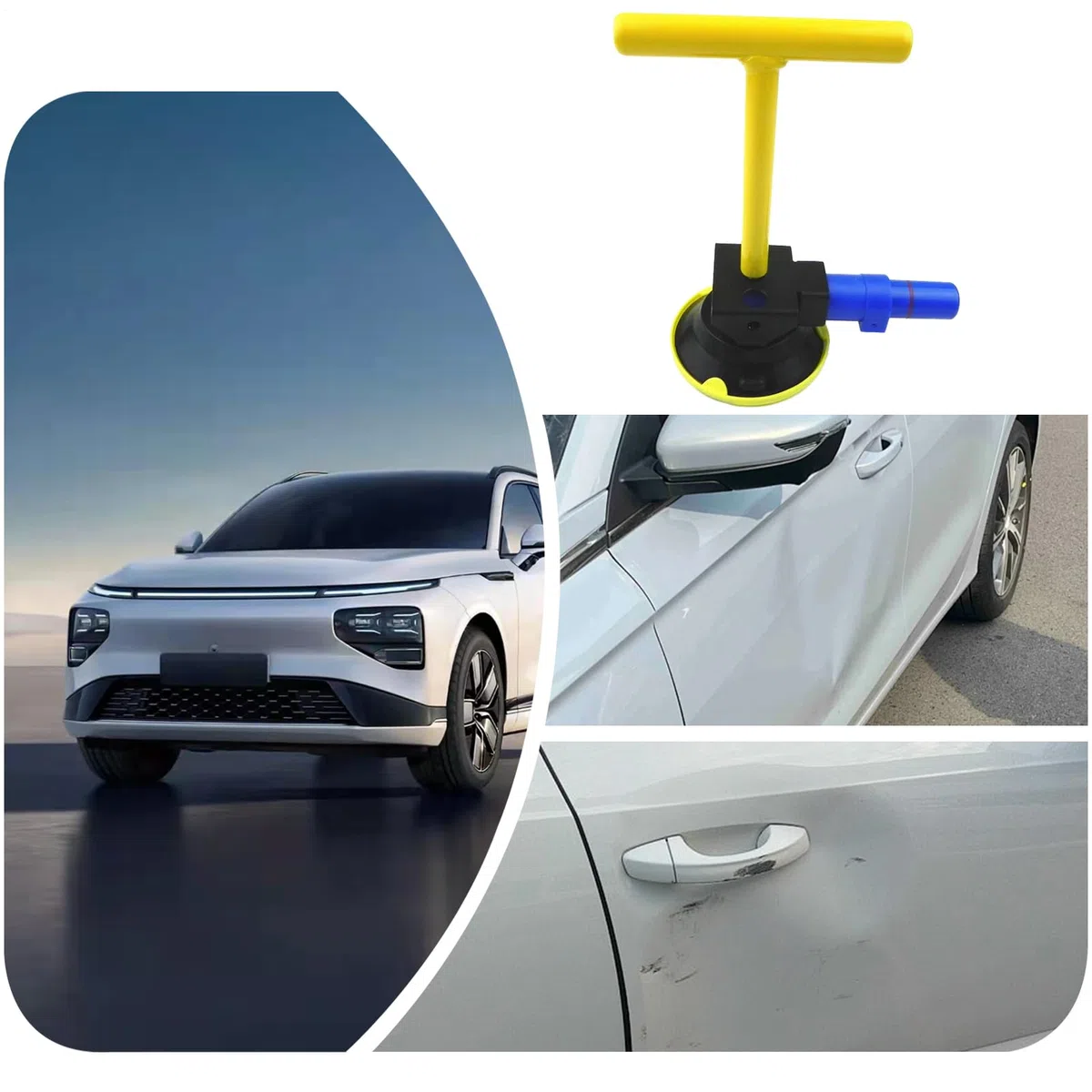 Genérico Sacabollos Coches, Kit Sacabollos con Ventosa De Goma - Herramienta Manual, Reparación Sin Daños para Abolladuras En Superficies Lisas O Curvas