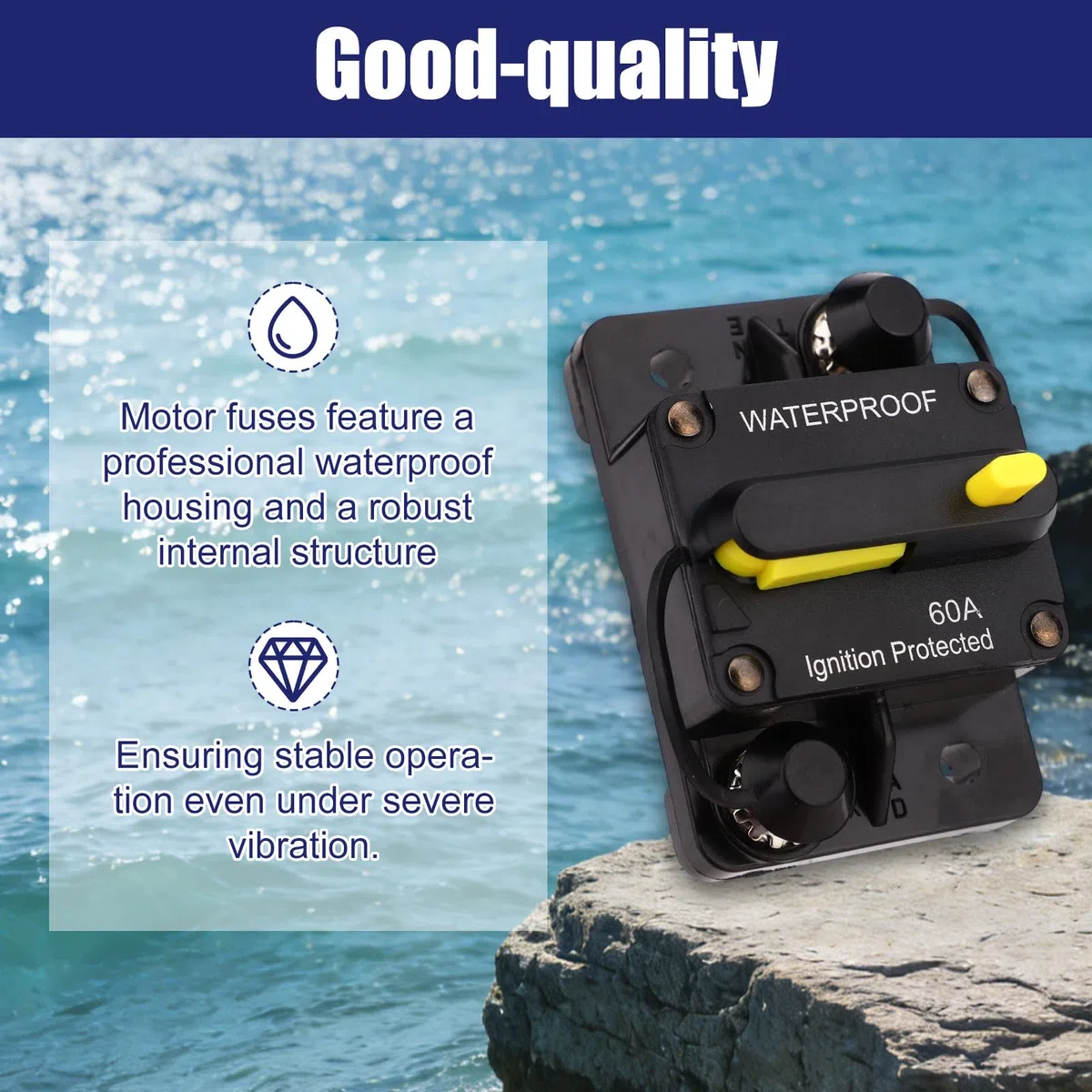 Disyuntor 1865115 MKR-27 para Minn Kota, Repuesto de Disyuntor Marino de 60 Amperios Compatible con Motores Eléctricos Pesca Arrastre Minn Kota 12 V/24 V/36 V/48 V