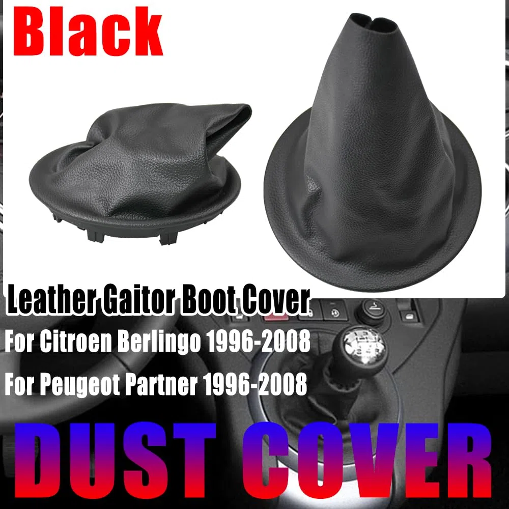 Funda antipolvo manual de cuero negro para palanca de cambios para Citroen Berlingo II Peugeot Partner 2008 2009 2010 2011 2012 2013 2014 2015 2016 2017 2018