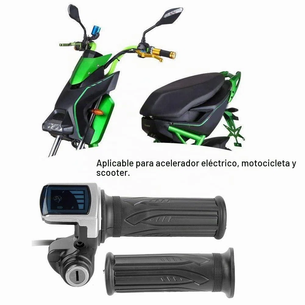 Akozon Empuñadura de Acelerador eléctrico Acelerador de Medio de 36V con indicador LED de Encendido Bloqueo de Teclas para Motos Eléctricas Scooters Motocicleta