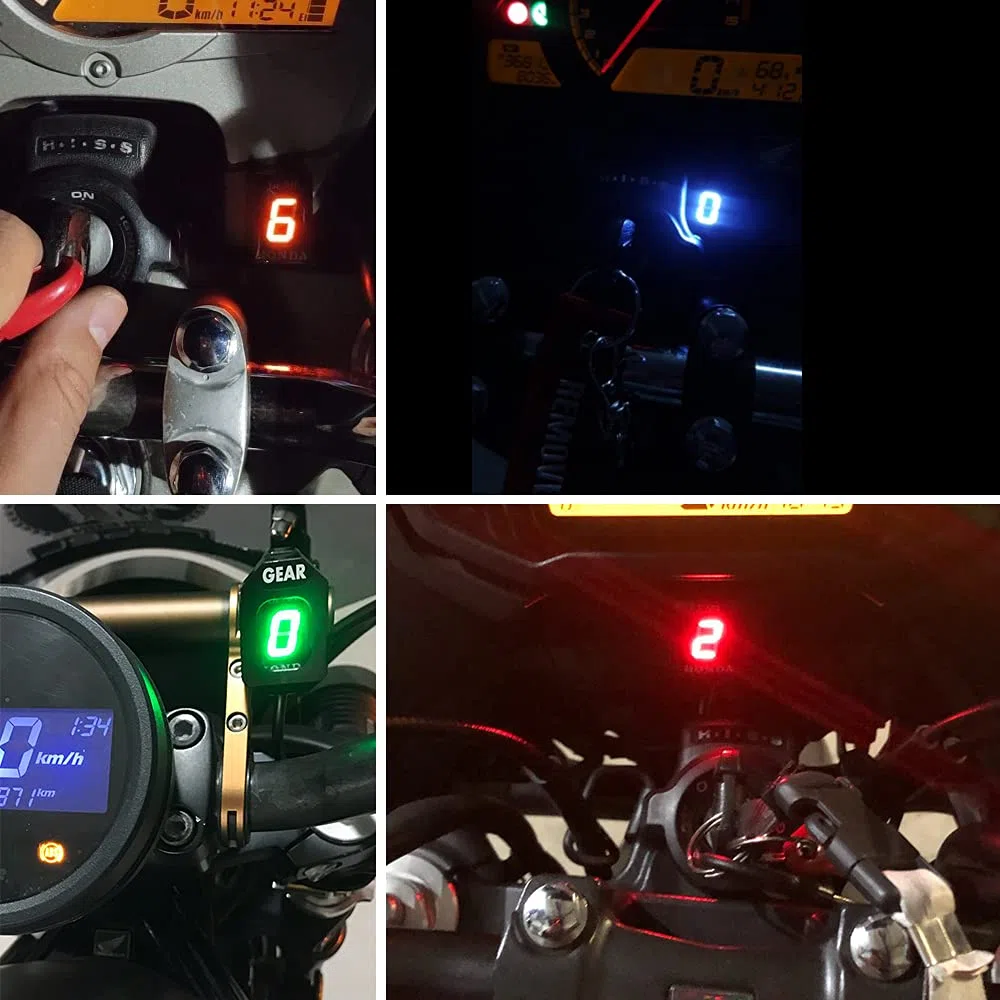 Indicador de engranaje de motocicleta para Honda CBR CB500X CB400SF CB650F CB1300 CBR600RR CB1000R Cb650r VFR800 Digital Meter Pantalla LED impermeable Plug and play (azul)