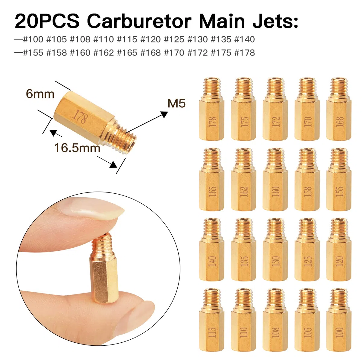 Kit de 40 piezas de chorro principal de chorro de piloto lento para PWK Keihin OKO CVK Crab, reemplaza #SCL-2018090002-ZH-T-01/02 SCL-2018090001/03-ZH-T-01