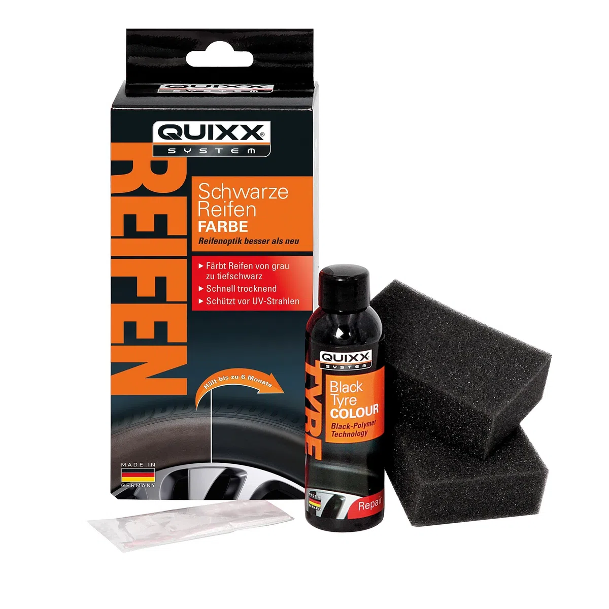 Tinte de Color Negro para Neumáticos - Protege los Neumáticos de la Radiación UV - Resistente a La Lluvia y a los Túneles de Lavado - Aplicación Sencilla y Rápida - Quixx