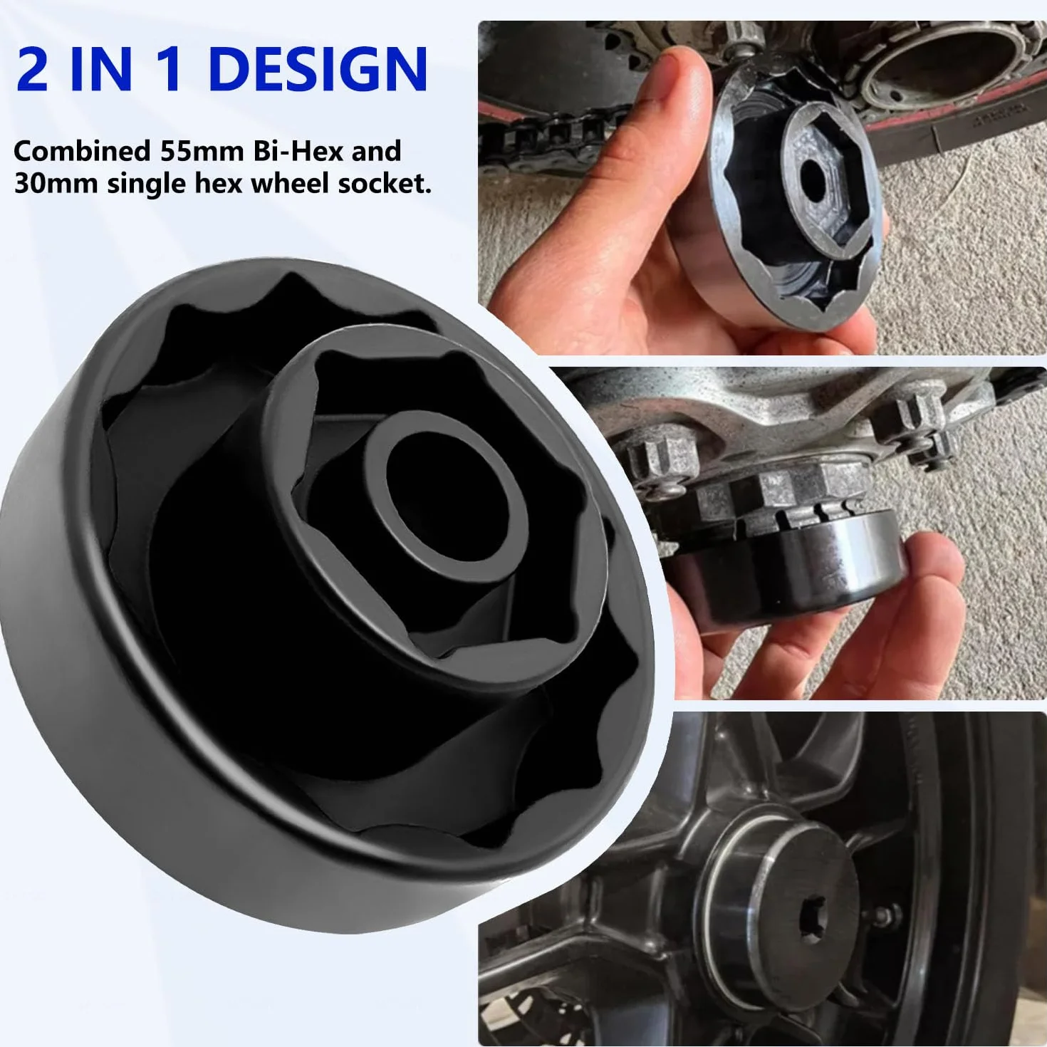 ZKTOOL Herramienta de Llave de Tuerca del Eje de Rueda, Compatible con Ducati 1098 1198 1199 Motocicleta ATVs Super Bike Panigale Multistrada Diavel, Herramienta de Llave de Tuerca de Rueda 55mm/30mm