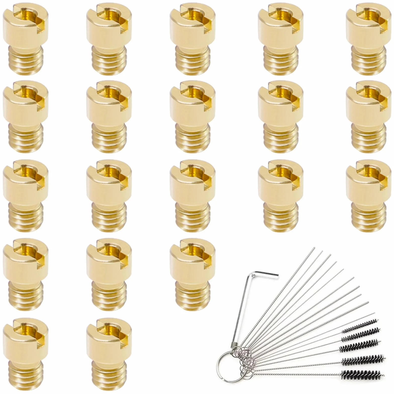 20 Piezas M4 Boquilla Principal de Carburador con 15 Agujas de Limpieza Boquillas Principales de 4 mm 50-72,75-98 M4 Kit de Surtidores de Carburador para GY6 50cc 139QMB Scooter Carb PZ19