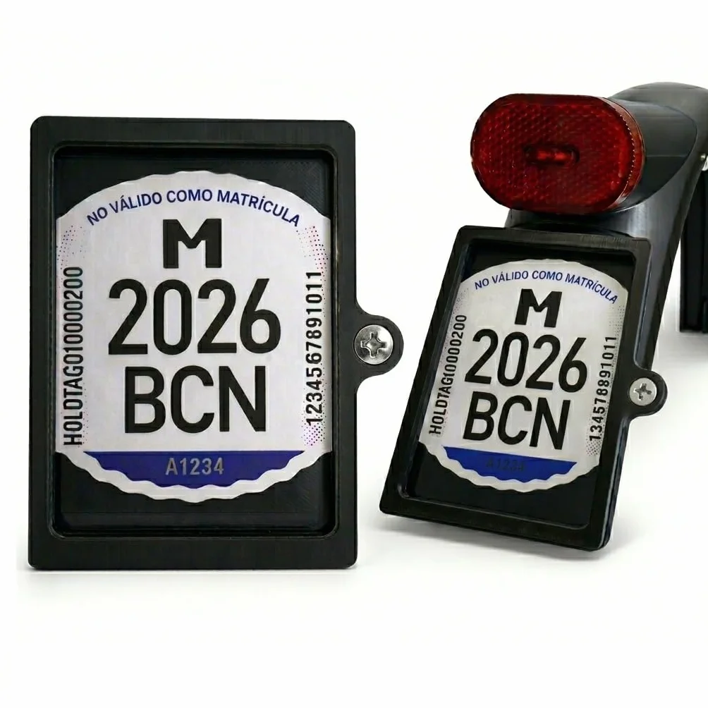 Portamatrícula para Patinete Eléctrico VMP con Tornillo de Seguridad, Soporte de Placa Identificativa para Guardabarros con Fijación por Tornillos o Adhesivo, Protector Transparente