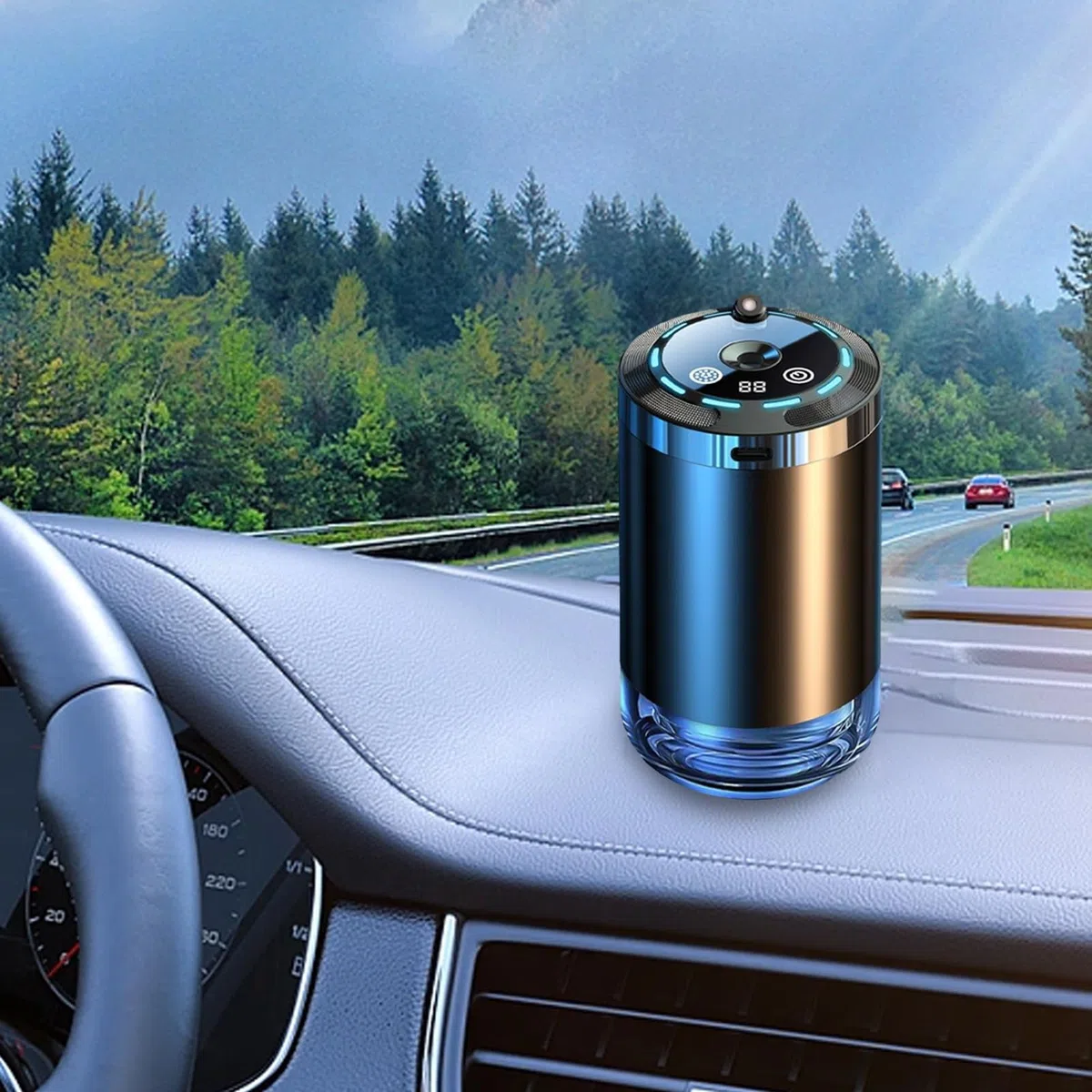 Teksome Humidificador de aromaterapia para coche | 5 modos humidificador difusor de aceite de esencia, eliminador de olores de coche, difusor ambientador para coche, hogar, oficina, habitación pequeña