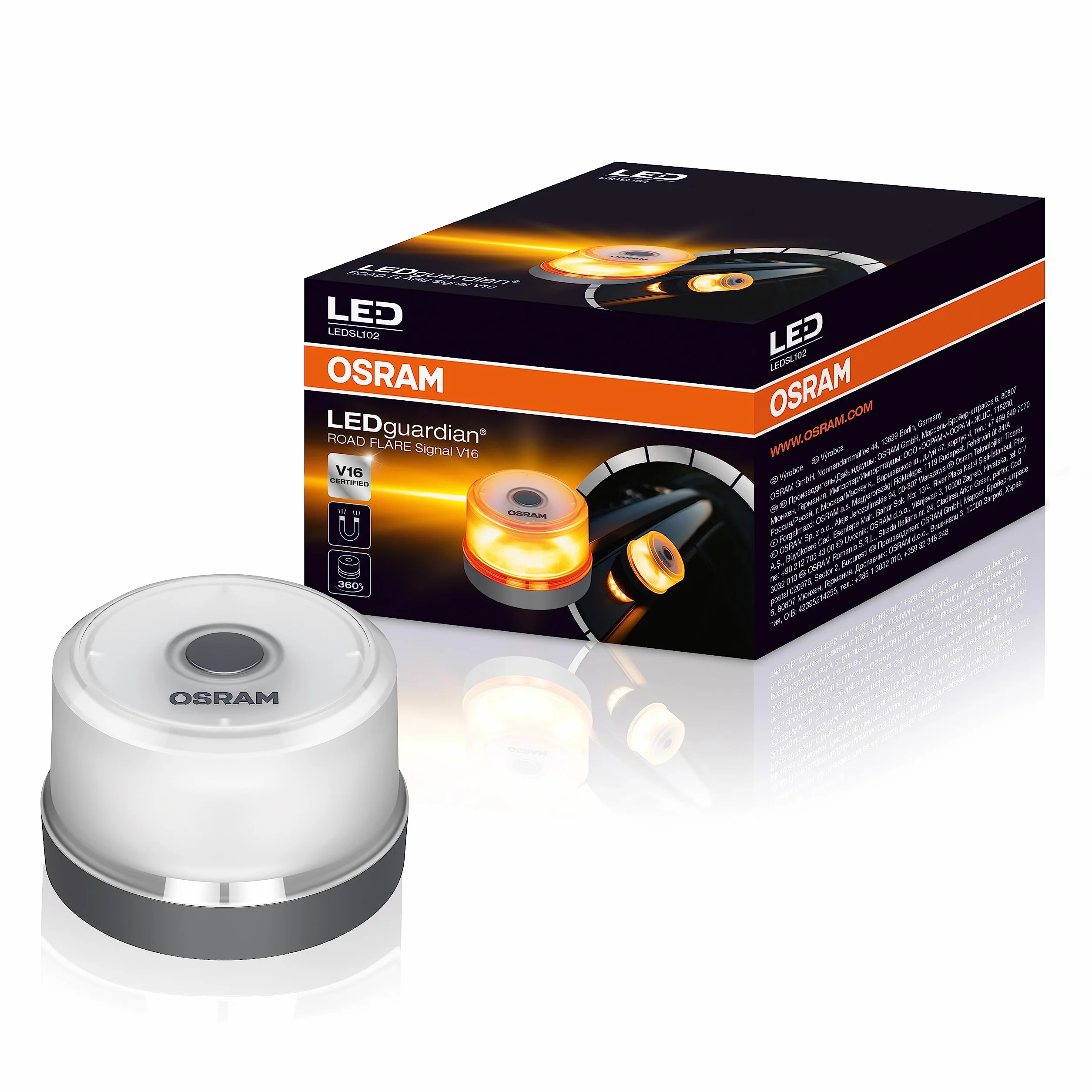 OSRAM Road Flare Signal V16, LEDSL102, luz de emergencia para coches, luz de avería, baliza emergencia coche