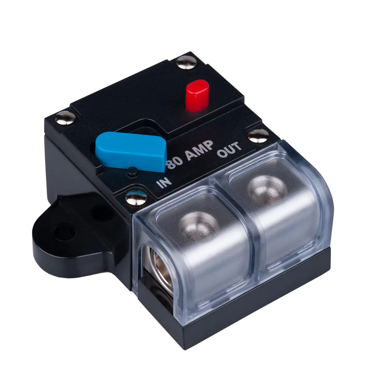 Interruptor Automático de 80 AMP 80A Portafusibles con Recuperación Bloque Inversor Reiniciable DC 12V-48V Volt Motor Audio Impermeable Botón de Reinicio para Coche Automóvil Marino RV Barco Camión