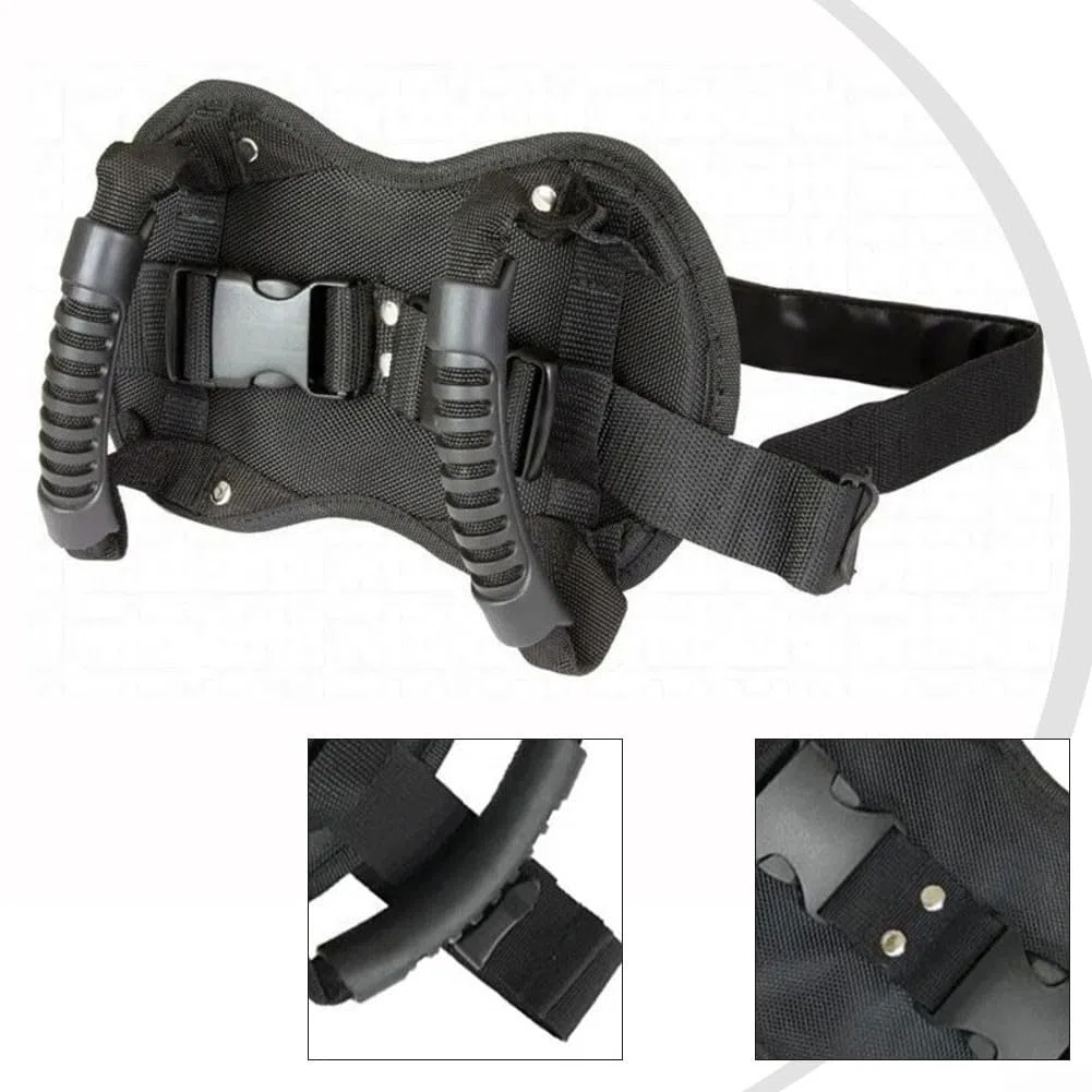 Correa de mano para pasajero de motocicleta, cinturón antideslizante ajustable con manillar para asiento trasero, color negro