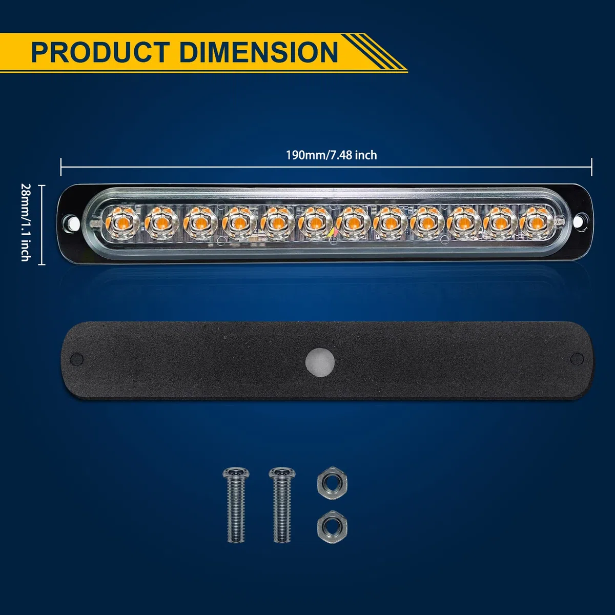 RIGIDON 2 Pcs 7.5" 12 Led ámbar luz estroboscópica emergencia, 12V 24V Advertencia de emergencia Luz de advertencia de peligro Luz faros antiniebla para off road camión coche ATV SUV 4x4 todoterreno
