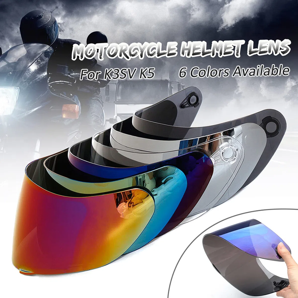Protección contra el viento para casco de motocicleta, lente objetivo, visera de cara completa compatible con AGV K1 K3SV K5