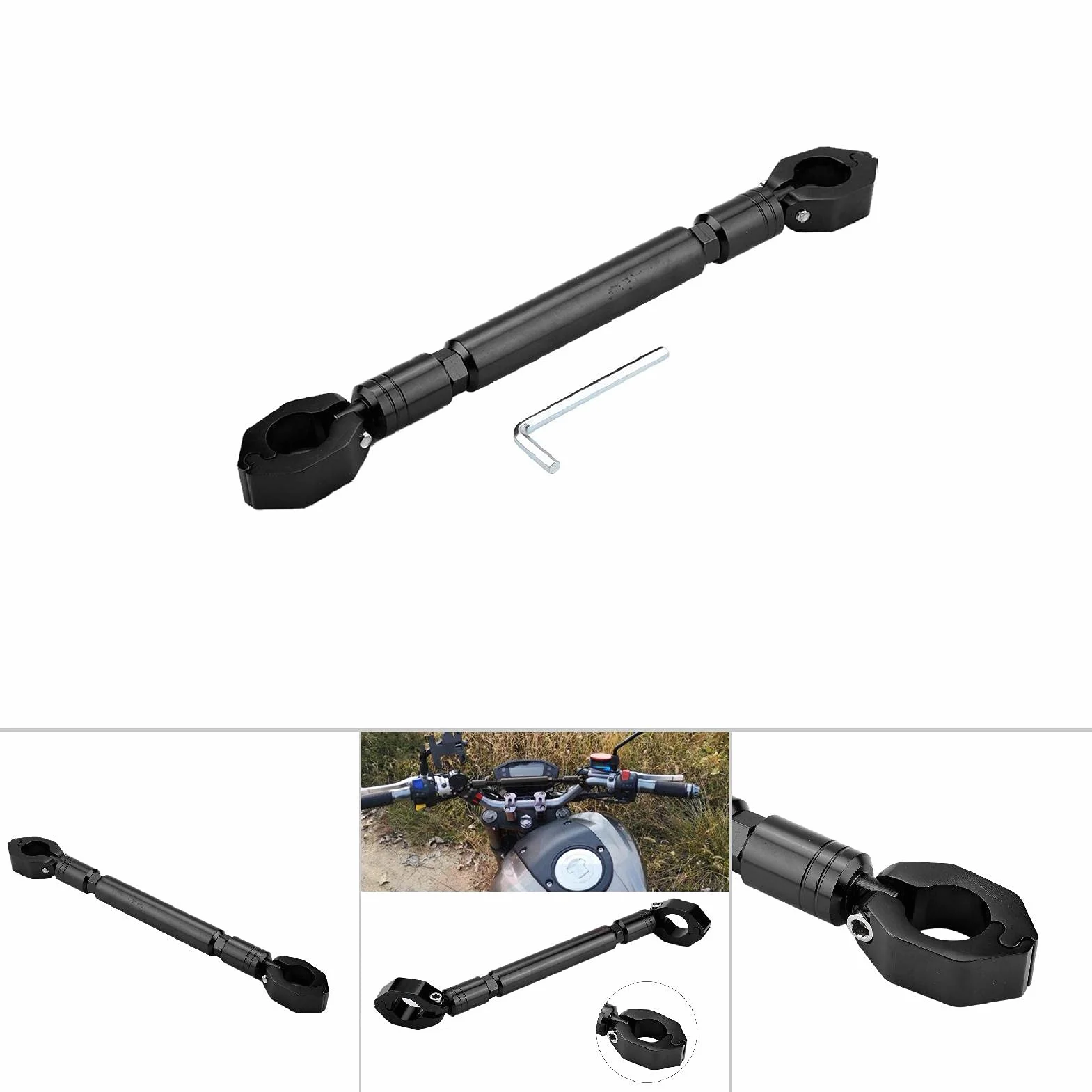 Barra de Equilibrio para Motocicleta Aleación de Aluminio Universal Manillar 22 mm Negro Accesorio Transversal Motocicleta