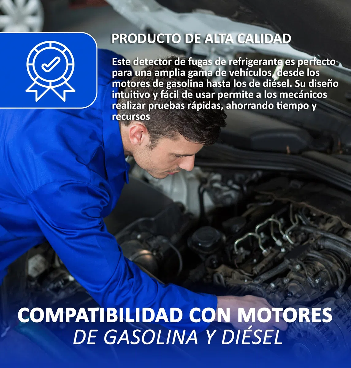 Detector De Fugas De Junta De Culata por CO₂ | Kit Profesional para Prueba de Gases En Refrigerante | Detecta Fugas de CO2 Rápidamente | para Motores Diésel y Gasolina (5 Pruebas)