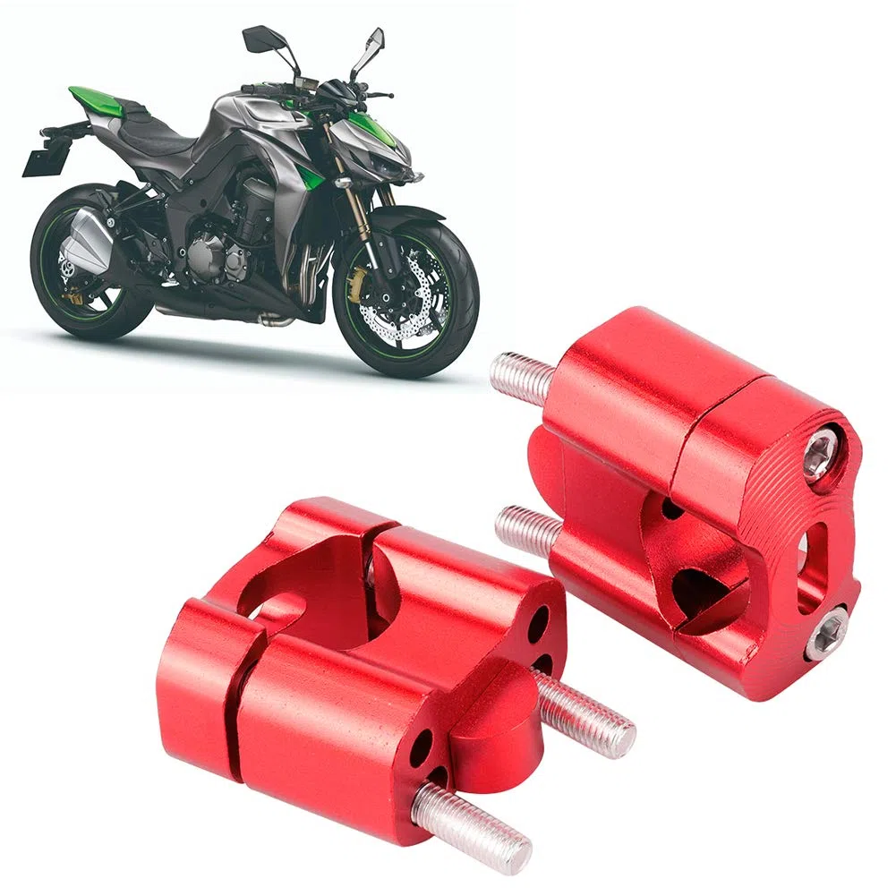 Elevador de eslabones de motocicleta, Par 22 mm / 28 mm Elevador de manillar de motocicleta con aleación de aluminio CNC(Rojo)
