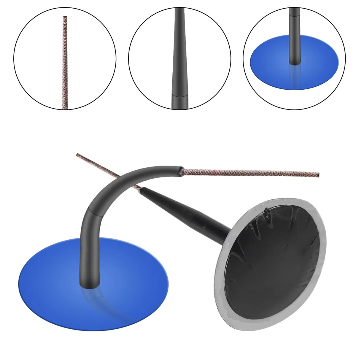 Kit de 24 Hongos para Reparación de Neumáticos 6mm: Hongo Universal Tubeless de Goma, Parches Robustos y Duraderos, Apto para Auto/Moto/Bicicleta/Camión (Azul)