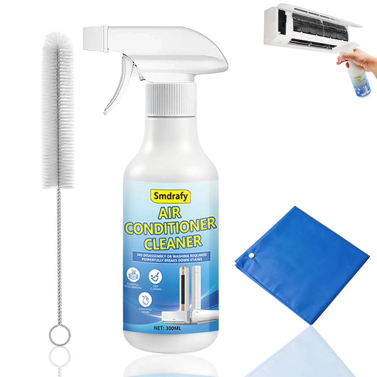 300ml Limpiador Aire Acondicionado Especifico, Spray Limpiador de Ventilador Eficaz y Multifunción, Agente Limpiador de Espuma, Elimina Polvo, Limpieza Profunda, para Todo Tipo de Aire Acondicionados
