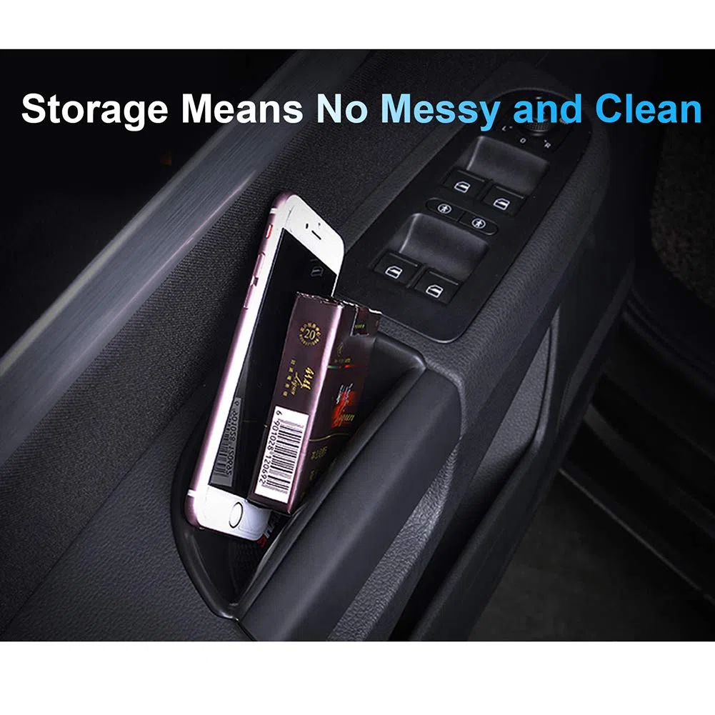 CDEFG compatible con VW Sharan 7N 2010+, Seat Alhambra 2016-2022, caja de almacenamiento, bandeja organizadora lateral, contenedor de teléfono, accesorio para manija