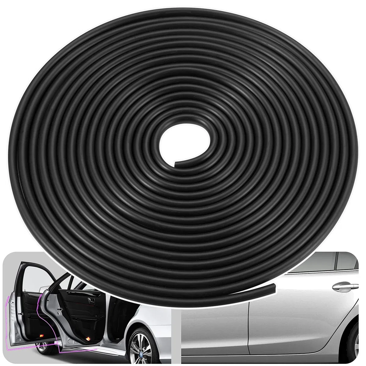 Protector de borde de puerta de coche, 10 m, protector de goma para borde de coche, con protección en forma de U, protector de borde de puerta para la mayoría de coches (10 m, negro)
