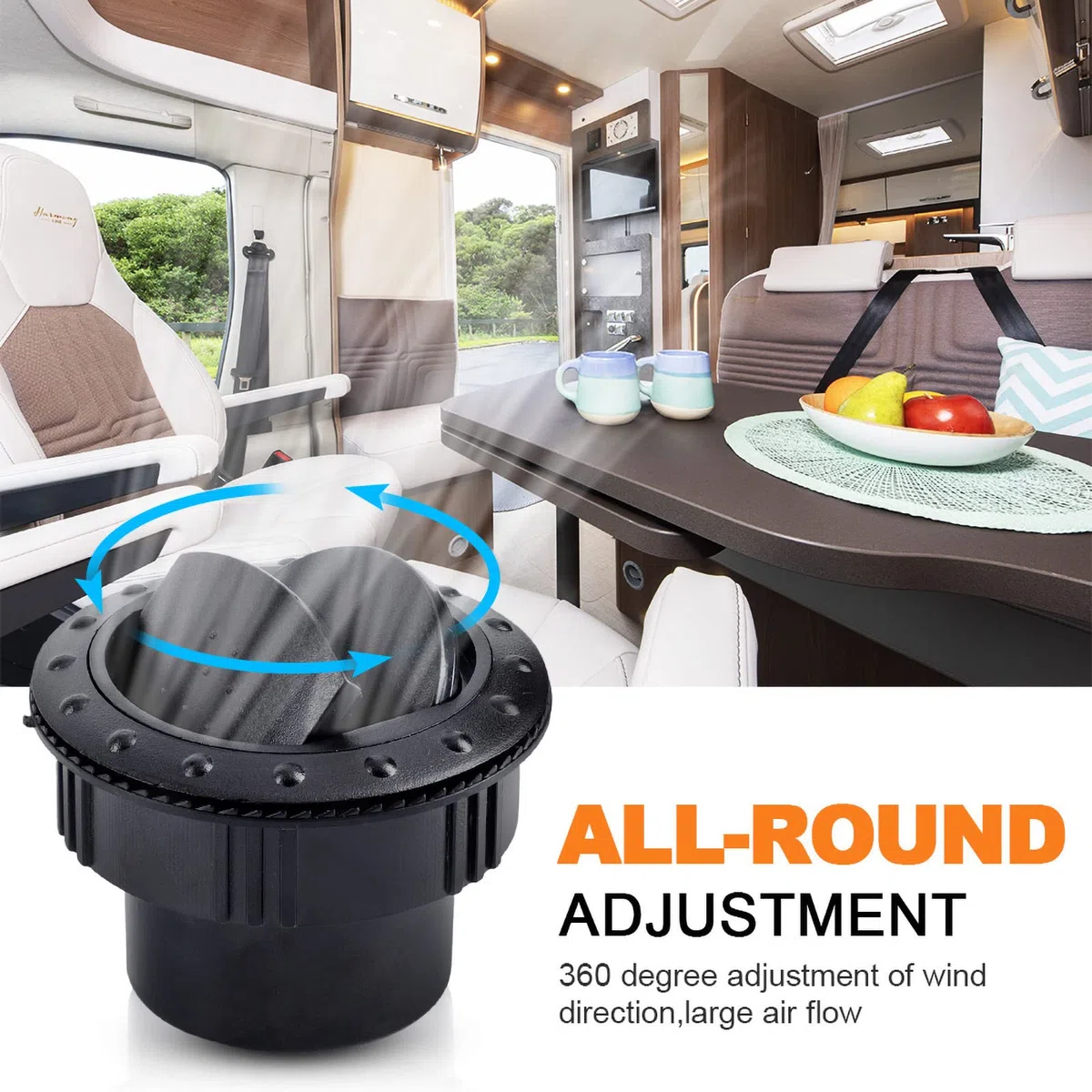 Salida de aire RV, salida de aire redonda A/C, aire acondicionado, universal, aire de escape, ventilación giratoria para autocaravana, yate, barco, baño, oficina, cocina