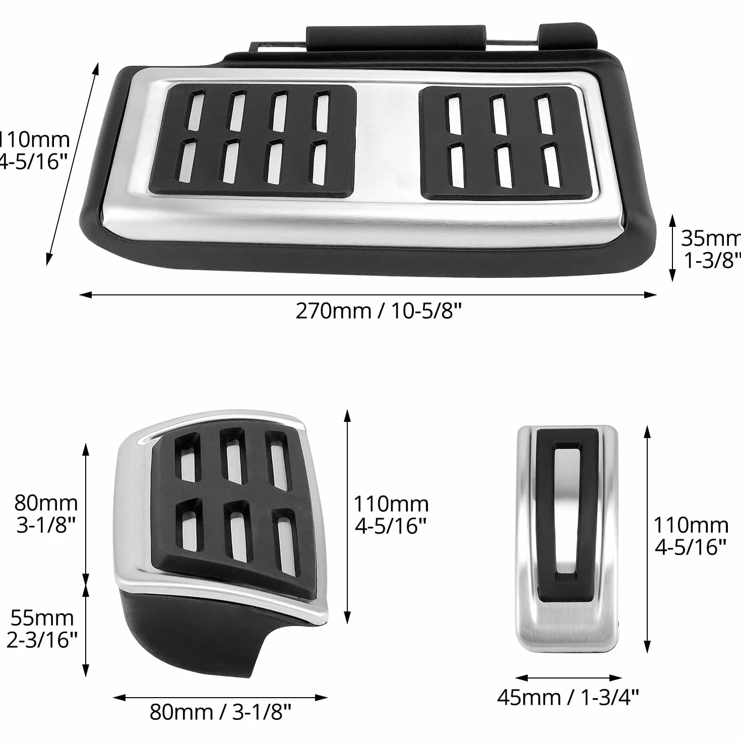 QWORK® Pedales de Reposapiés de Acero Inoxidable Cubierta de Tapas de Pedal de Freno, Compatible con VW Golf 7