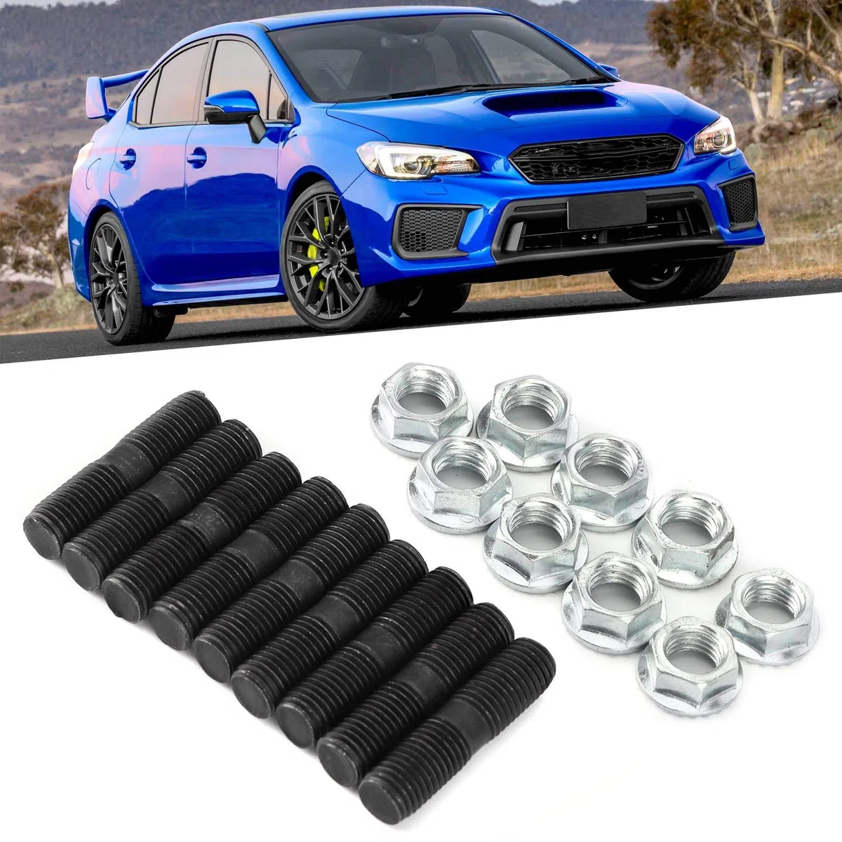 M10X1.25, Pernos de Colector de Escape, Acero Inoxidable, 9 Uds., M10X1.25, Juego de Tuercas de Bloqueo, Accesorio para Vehículo de Coche Apto para