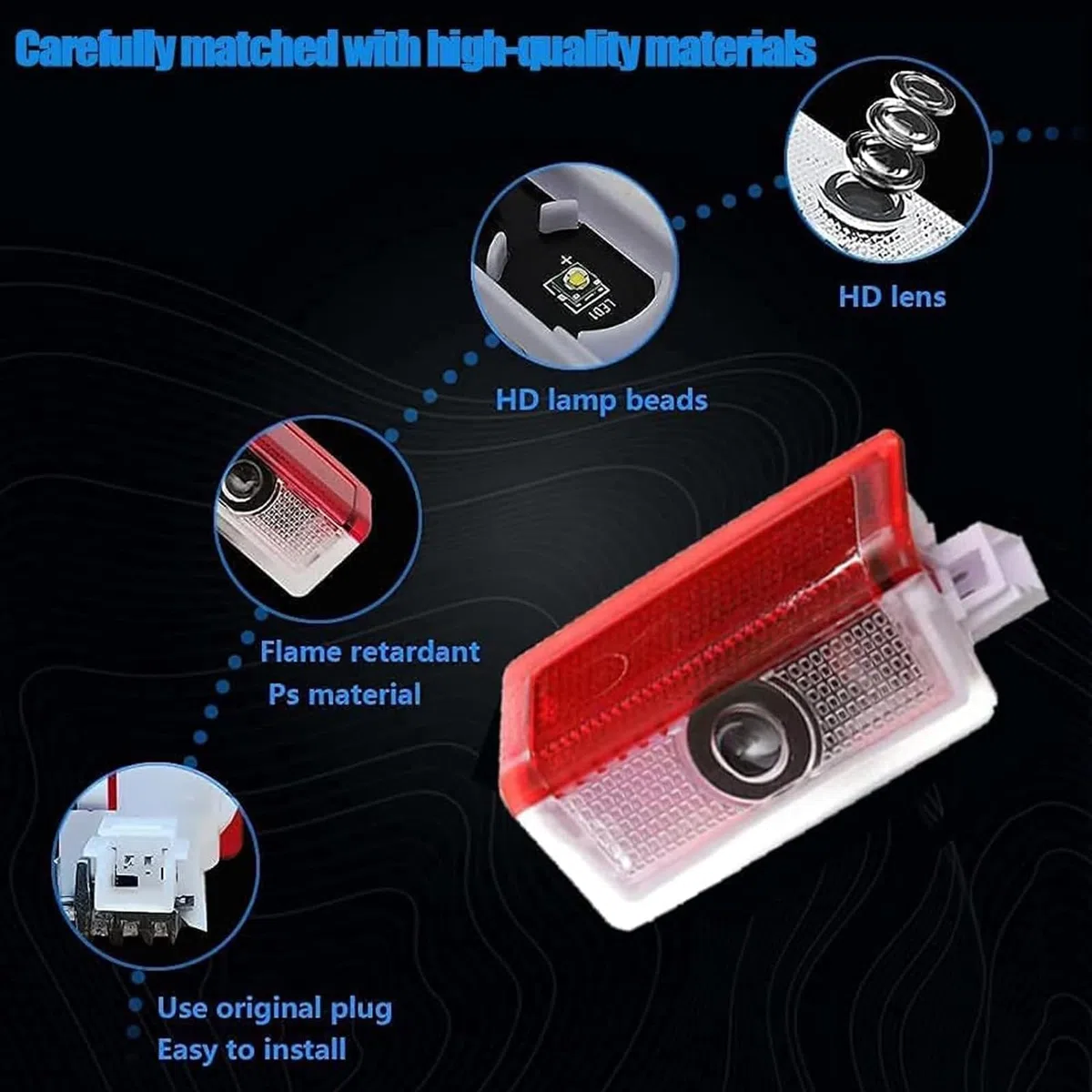 4Pcs Compatible con Luces LED de Bienvenida Mercedes Benz, Proyector de Luz para Puerta de Coche, Accesorios para A B C E M G AMG W166 W176 W205 W212