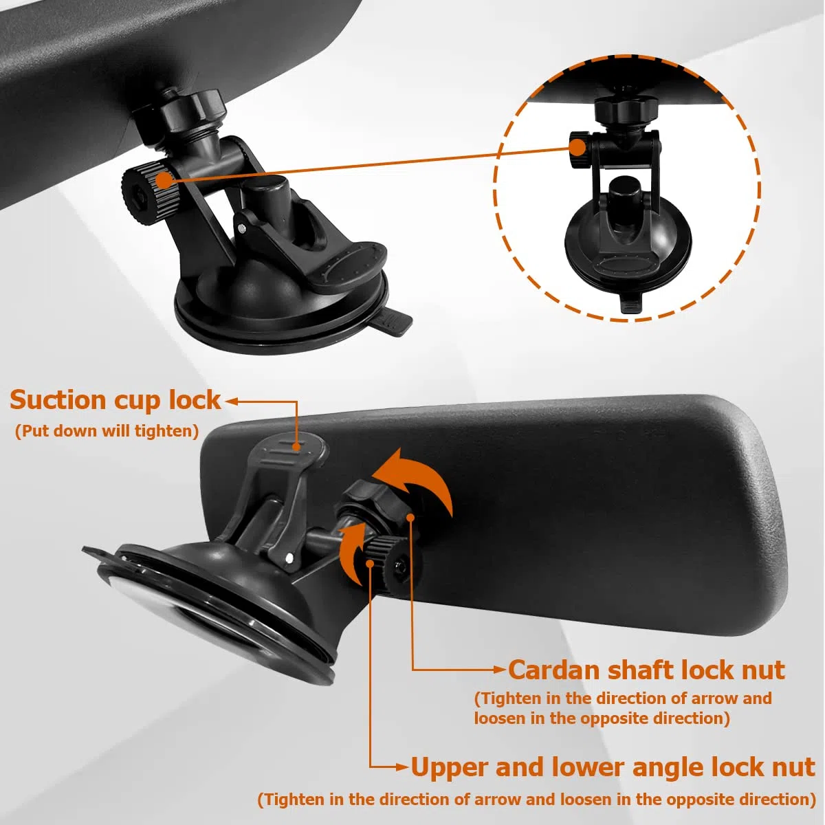 CGEAMDY Espejo Retrovisor Interior Universal con Ventosa para Coche, Plano Gran Angular, Antideslumbrante, 360 Grados de Observación para Bebés