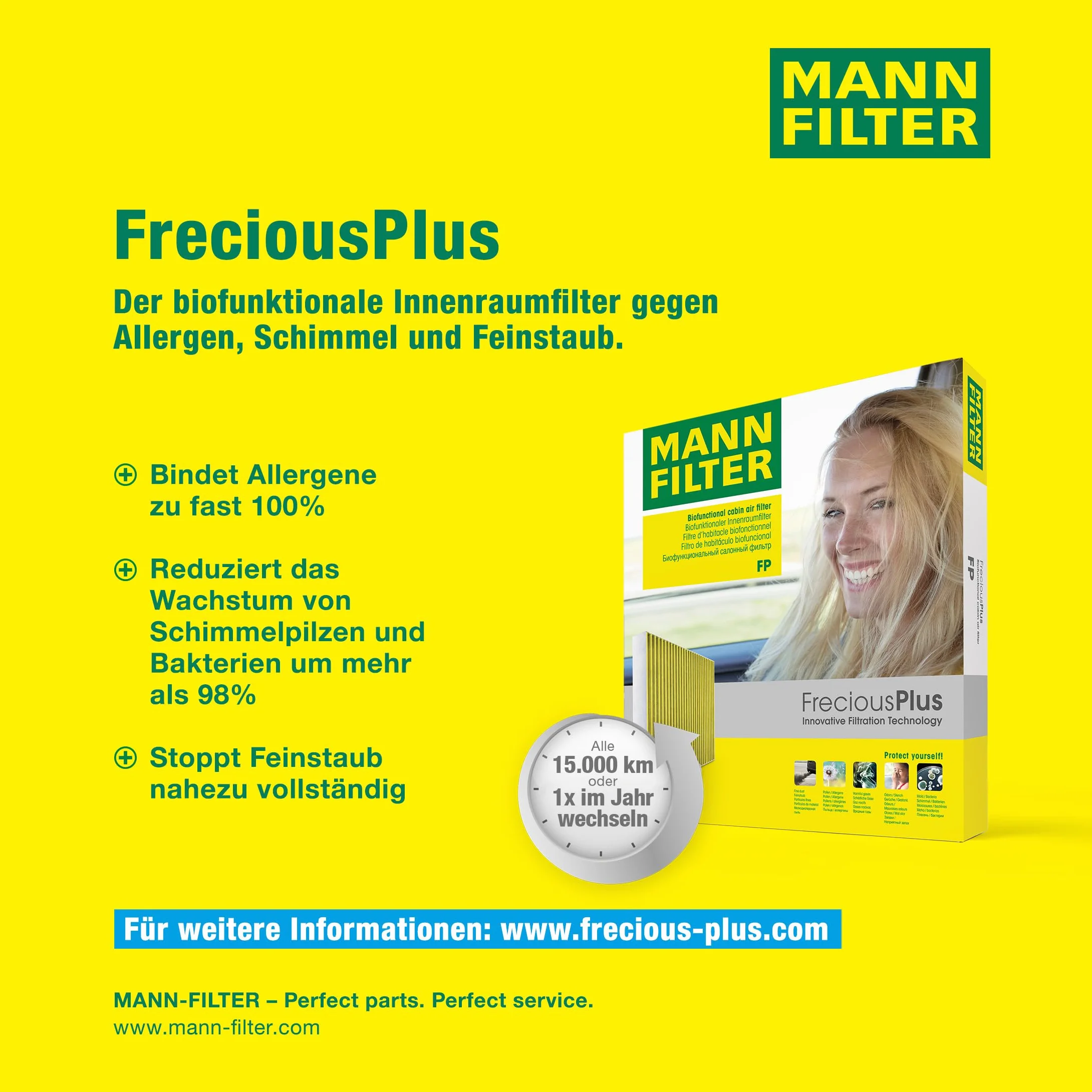 MANN-FILTER FP 3054 Filtro de aire de cabina - FreciousPlus Filtro de Polen Biofuncional - para Automóviles + Vehículos de transporte