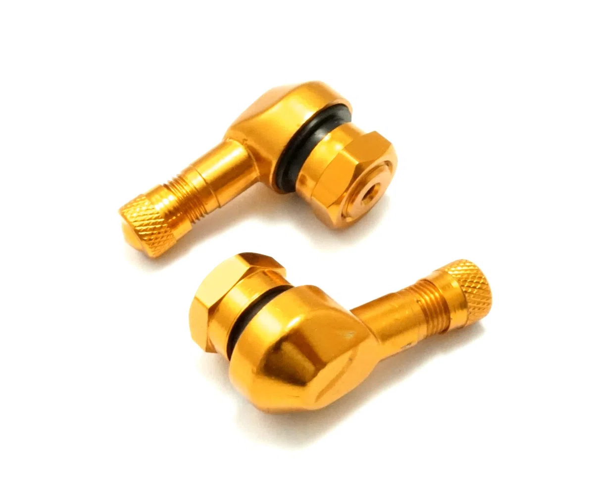 2 válvulas angulares de aluminio para motocicleta, 11,3 mm, color dorado