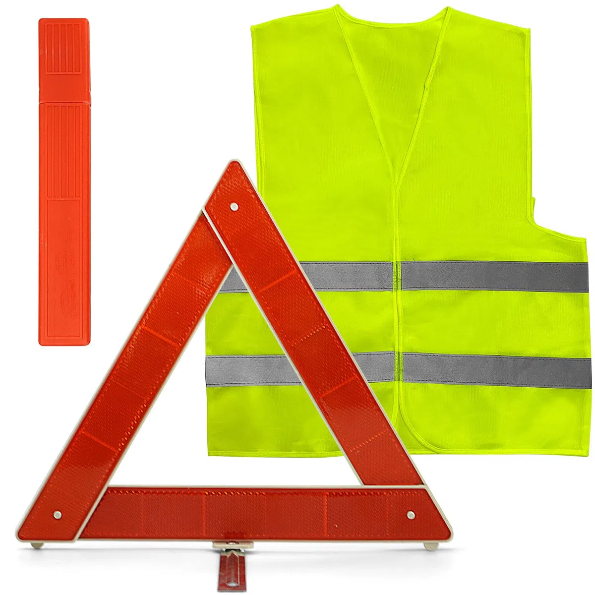 2 en 1 Kit Triangulos Coche Homologados y Chaleco Reflectante, Kit Emergencia Cochepara Emergencias y Averías