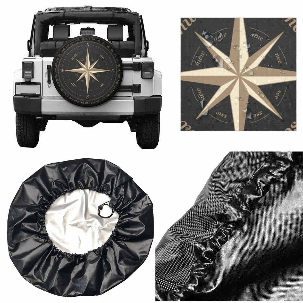 Cubierta de rueda de repuesto para neumáticos, diseño de brújula, protección universal impermeable para cubierta de rueda, apto para SUV, autocaravana, remolques, accesorios de rueda de coche (60-69