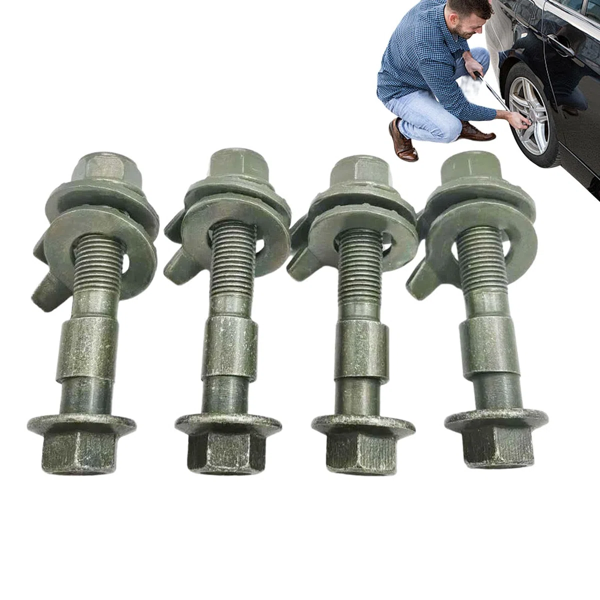 Kit de alineación de ruedas,Pernos de inclinación de ruedas | Tornillo excéntrico de posicionamiento de neumáticos de coche - 4X Tornillos de Camber de Rueda Tornillo Excéntrico de Camber, Kit de Pern
