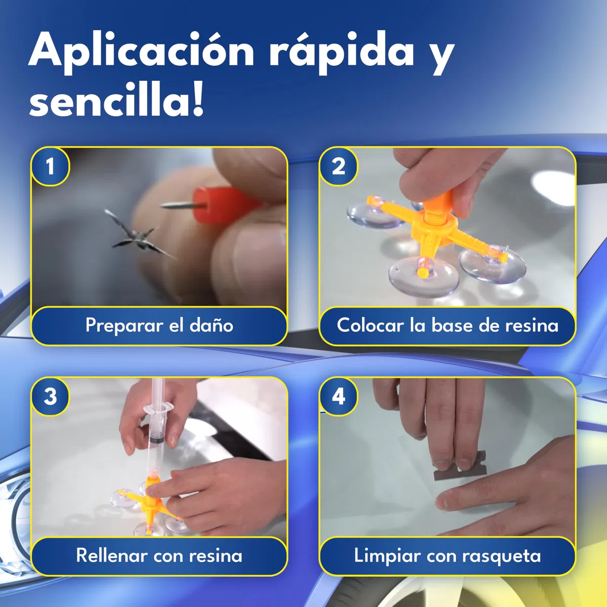 ATG® Kit de reparación de Parabrisas de Coche con lámpara UV - Kit de reparación de Parabrisas de Coche - Reparador Cristal Coche - Liquido reparador de Cristales Coche Reparación del Parabrisas