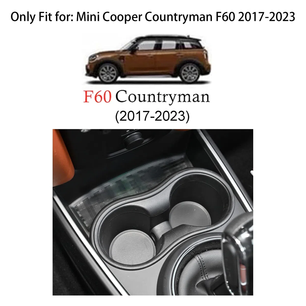 Mini F60 Posavasos para Coche, 3 Piezas Antideslizante Portavasos Incrustado en Adornos Posavasos para Mini Cooper Countryman F60(Union Jack Gris)