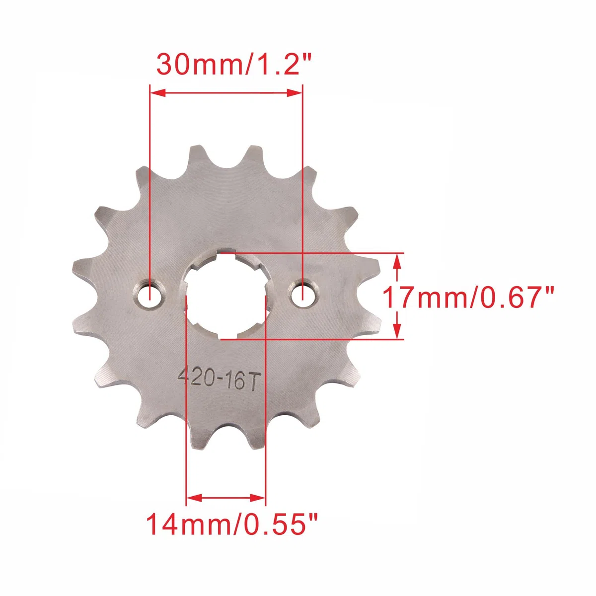 WOOSTAR Moto Piñon Delantero 420-16T Dientes 17mm Reemplazo para 50cc 110cc 125cc Dirt Pit Bike Mini Bike ATV 4 Wheeler Ciclomotor