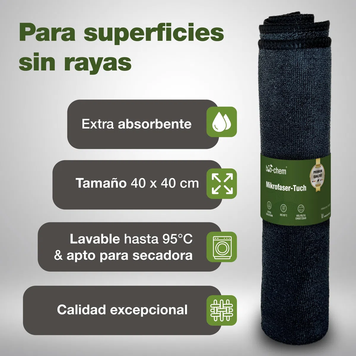 Bio-Chem - Limpiacristales acrílico y plexiglás 750 ml + paño de Microfibra - Limpiacristales para caravanas, autocaravanas y automóviles - Spray líquido para la Limpieza de Cristales de automóviles