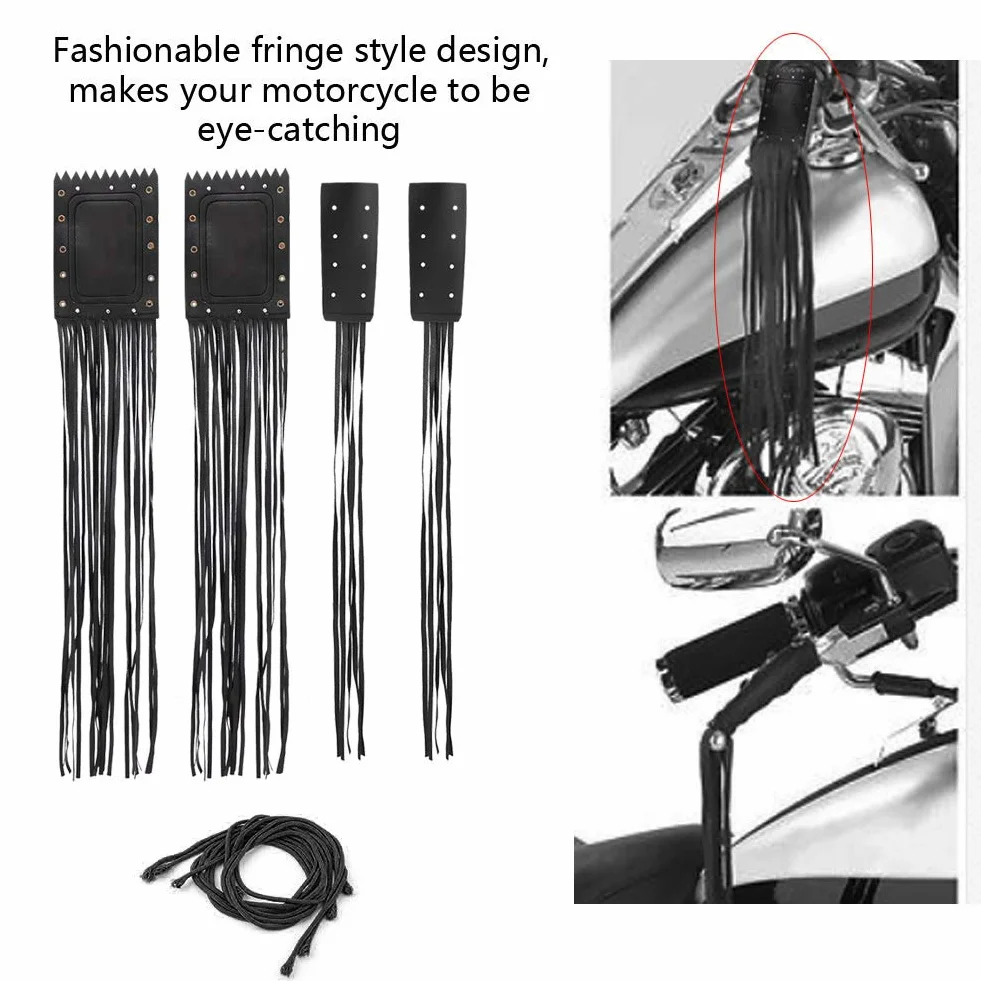 Fydun Universal 2 Piezas Cubierta de Agarre con Flecos Y Borlas para Manillar de Motocicleta Cuero Sintético Cubierta de Palanca