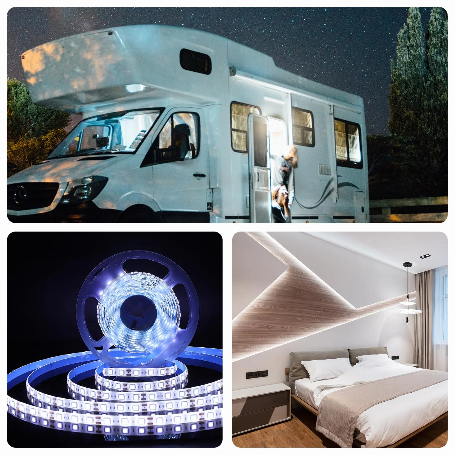 KINBOM RV Underglow LED Light Kit, 12V 5m Color Blanco Luz para Toldo de Camping RV Tira de Luz LED para RV Luces para Toldo RV para Autocaravana Remolque de Viaje Camiones de Comida