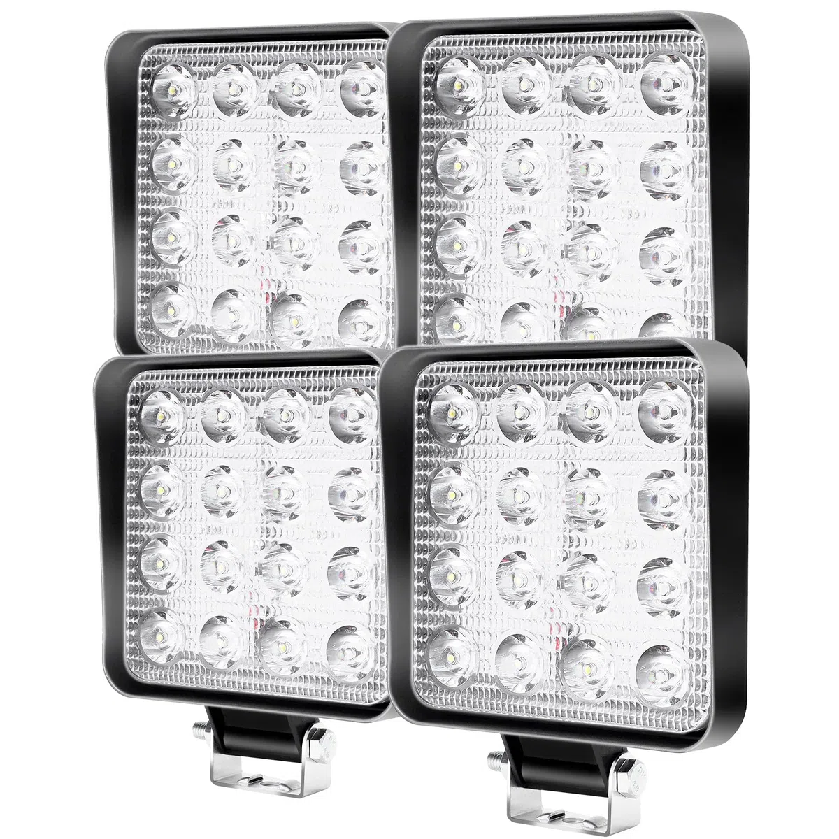 CCLIFE Faro de trabajo 12V 48W Foco Led 4x4 Impermeable 6000K para Tractor Moto Camión coche ATV UTV SUV 13x11x2cm,4pcs CushHom