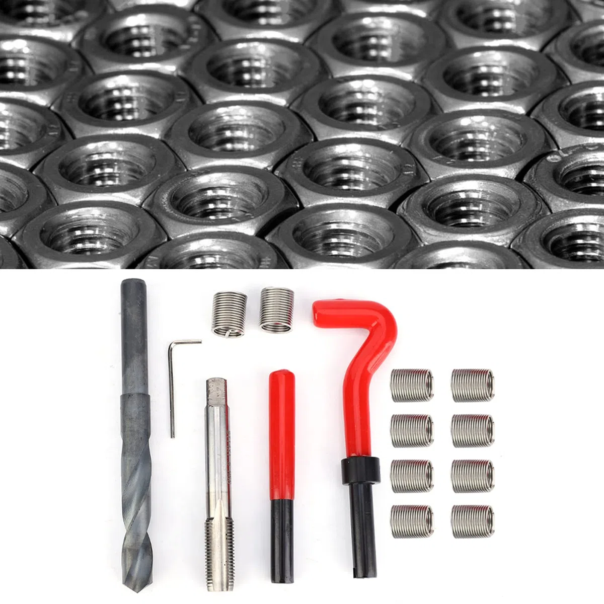 Kit de Reparación de Roscas, 15 Piezas, Insertos Roscados M14 x 1,5 de Acero Inoxidable, Set de Inserción para Reparación de Roscas
