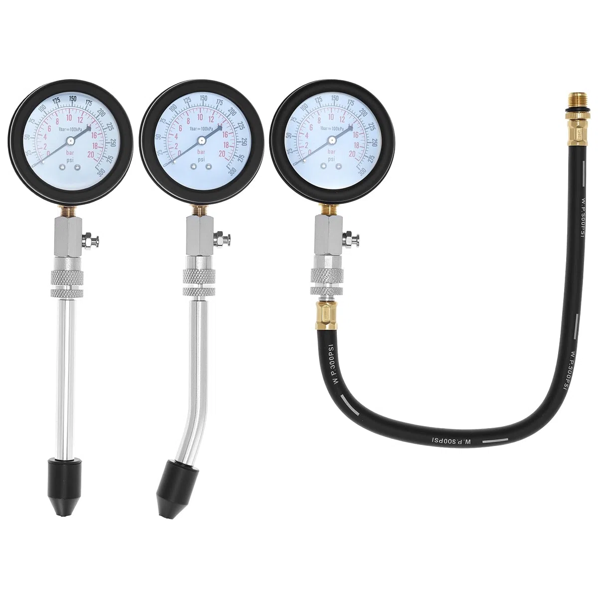 QWORK® Kit de probador de compresión, juego de herramientas para manómetro de motor, manómetro de compresión, para motocicleta, automóvil y más